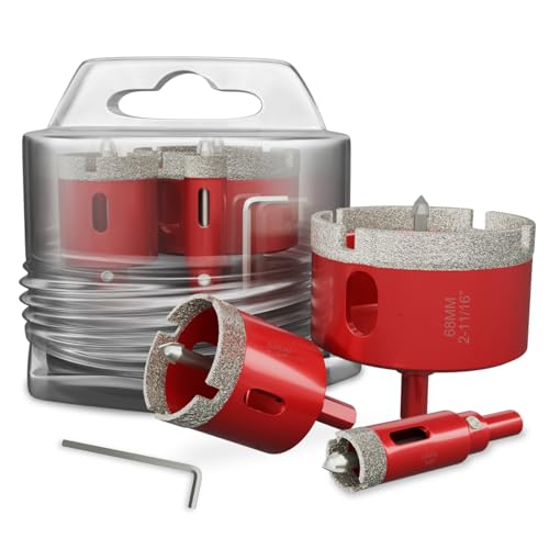 3-tlg Diamant Lochsäge mit Zentrierbohrer(16 mm, 35 mm & 68 mm) Ideal für präzises Bohren in Porzellan, Keramik, Granit, Stein und Glasflaschen. Fachmännisch entwickelt für den professionellen von ZENIX