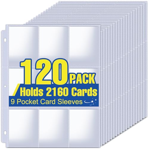 2160 Kartenhüllen, 9 Taschen, Kartenhüllen für 3-Ringbuch, Sammelkartenhüllen für Baseball, Fußball, Spiel, Visitenkarten (120 Seiten) von ZENOWICK