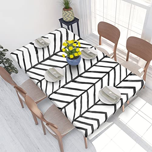 ZENPREI Boho-Tischdecken für 1,2 m Tische, elastisch, waschbar, für drinnen und draußen, Schwarz / Weiß von ZENPREI