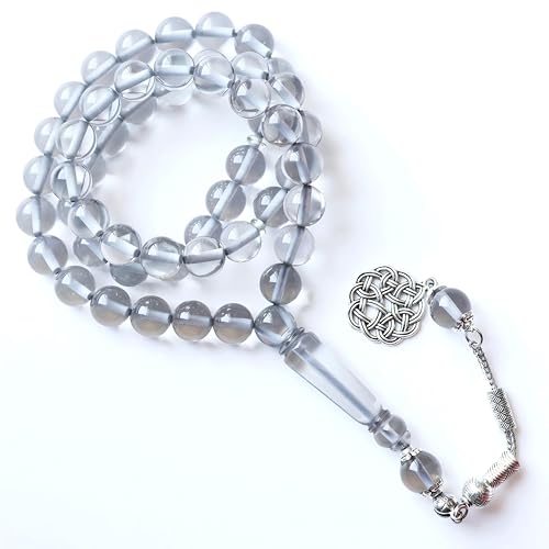 Tasbih Gebetsperlen, 51 handgefertigte klare Harzperlen, (51 Perlen - 10 mm), Tesbih, Tasbih, Tasbeeh, Rosenkranz, Misbaha, Masbaha, muslimische islamische Gebetskranz, Perlen für Anbetung, Meditation von ZENRUIMING