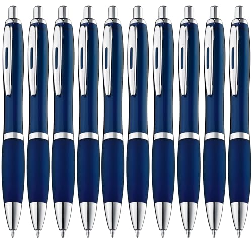 ZENSCRIBE® Ergonomische Kugelschreiber 10 Stück, Premium Kugelschreiber Set Hochwertig, Rutschfester Kulli für einfaches & weiches Schreiben, Blauschreibender Kugelschreiber Blau von ZENSCRIBE