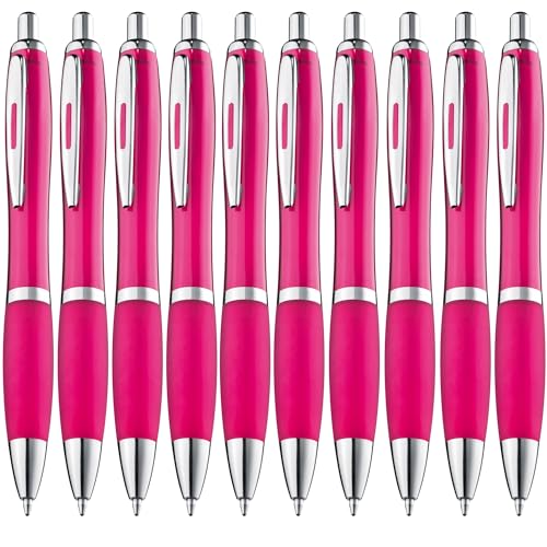 ZENSCRIBE® Ergonomische Kugelschreiber 10 Stück, Premium Kugelschreiber Set Hochwertig, Rutschfester Kulli für einfaches & weiches Schreiben, Blauschreibender Kugelschreiber Pink von ZENSCRIBE