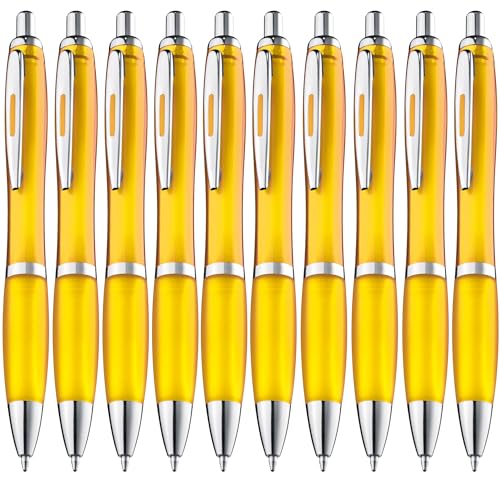 ZENSCRIBE® Ergonomische Kugelschreiber 100 Stück, Premium Kugelschreiber Set Hochwertig, Rutschfester Kulli für einfaches & weiches Schreiben, Blauschreibender Kugelschreiber Gelb von ZENSCRIBE