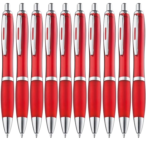 ZENSCRIBE® Ergonomische Kugelschreiber 100 Stück, Premium Kugelschreiber Set Hochwertig, Rutschfester Kulli für einfaches & weiches Schreiben, Blauschreibender Kugelschreiber Rot von ZENSCRIBE
