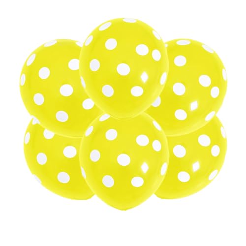 ZENZERO® - Bunte Luftballons mit Punkten für Partys aus Latex - Größe Ø 30 cm - Stück: 6 - Farbe: (Gelb mit weißen Punkte) von ZENZERO