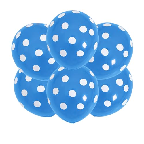 ZENZERO® - Bunte Luftballons mit Punkten für Partys aus Latex - Größe Ø 30 cm - Stück: 6 - Farbe: (Hellblau mit weißen Punkte) von ZENZERO