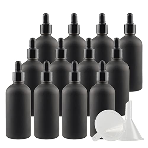 ZEOABSY 12 Stück 100ml Matt schwarz Pipettenflasche Tropfpipetten mit Schwarz Pipettenring für Ätherisches Öl,Aromatherapie, Massage, Duftöl Probe,Make-up,chemische Flüssigkeit + 3x Trichter ZEOABSY 12 Stück 100ml Matt schwarz Pipettenflasche Tropfpipetten mit Schwarz Pipettenring für Ätherisches Öl,Aromatherapie, Massage, Duftöl Probe,Make-up,chemische Flüssigkeit + 3x Trichter von ZEOABSY