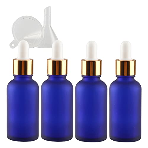 ZEOABSY 4 Stück 30ml Matt Blau Pipettenflasche Tropfpipetten mit Gold Pipettenring für Ätherisches Öl,Aromatherapie, Massage, Duftöl Probe,Make-up + 1x Trichter ZEOABSY 4 Stück 30ml Matt Blau Pipettenflasche Tropfpipetten mit Gold Pipettenring für Ätherisches Öl,Aromatherapie, Massage, Duftöl Probe,Make-up + 1x Trichter von ZEOABSY