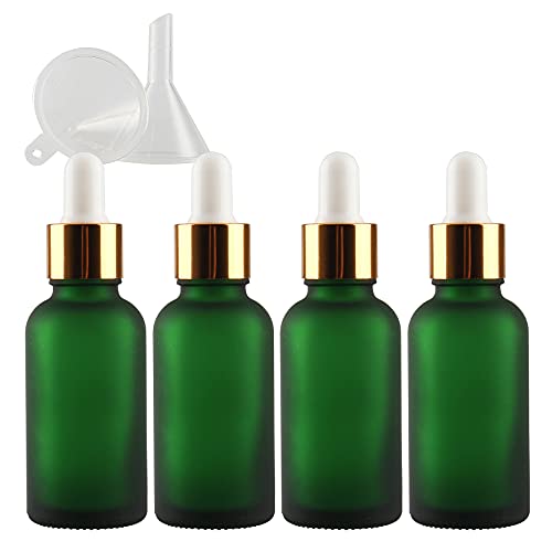 ZEOABSY 4 Stück 30ml Matt Grün Pipettenflasche Tropfpipetten mit Gold Pipettenring für Ätherisches Öl,Aromatherapie, Massage, Duftöl Probe,Make-up + 1x Trichter ZEOABSY 4 Stück 30ml Matt Grün Pipettenflasche Tropfpipetten mit Gold Pipettenring für Ätherisches Öl,Aromatherapie, Massage, Duftöl Probe,Make-up + 1x Trichter von ZEOABSY