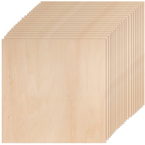 ZEONHAK Quadratische Bastelholzplatten, 3 mm Holzsperrholz, 25,4 x 25,4 cm, 20 Stück von ZEONHAK