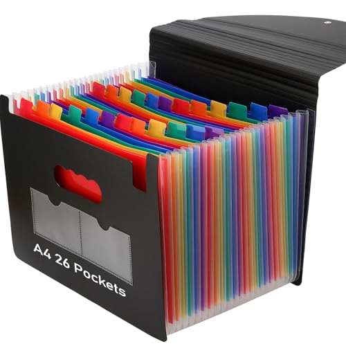 ZEONHEI 26 Taschen A4 Fächermappe erweiterbarer Akkordeon Dokumenten Papier Organizer, tragbare Kunststoff Concertina Dateien Regenbogen Aktenboxen mit Deckel und Etiketten-Index, A-Z Trennwände ZEONHEI 26 Taschen A4 Fächermappe erweiterbarer Akkordeon Dokumenten Papier Organizer, tragbare Kunststoff Concertina Dateien Regenbogen Aktenboxen mit Deckel und Etiketten-Index, A-Z Trennwände von ZEONHEI
