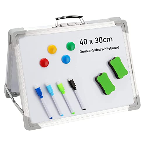 ZEONHEI 30 x 40 cm kleines Whiteboard, Tischplatte, faltbar, tragbar, Ständer, doppelseitig, Desktop-Whiteboard-Staffelei mit Aluminium-Rand für Zuhause, Büro, Zeichnen ZEONHEI 30 x 40 cm kleines Whiteboard, Tischplatte, faltbar, tragbar, Ständer, doppelseitig, Desktop-Whiteboard-Staffelei mit Aluminium-Rand für Zuhause, Büro, Zeichnen von ZEONHEI