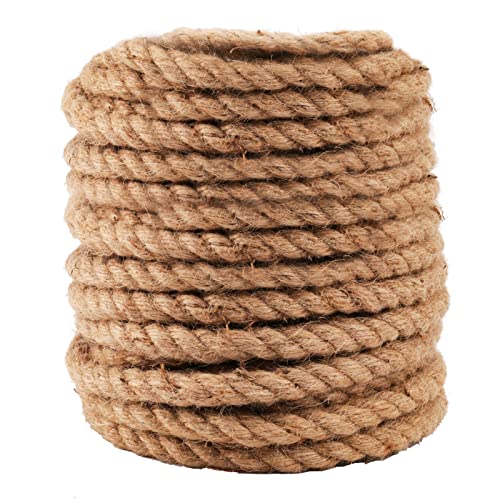 ZEONHEI 1 Stück 30M x 12mm Natürlicher Jute Hanfseil, 3 Heavy Duty Schnur für Handwerk, Jutekordel für DIY, Garten, Handwerk, Haus Dekoration, Braun ZEONHEI 1 Stück 30M x 12mm Natürlicher Jute Hanfseil, 3 Heavy Duty Schnur für Handwerk, Jutekordel für DIY, Garten, Handwerk, Haus Dekoration, Braun von ZEONHEI