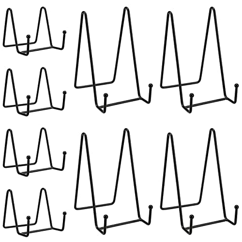 ZEONHEI 8 Stück Eisen Display Ständer, 3 Zoll und 6 Zoll Metall Tellerständer Schwarz Staffelei Aufsteller, Plattenständer für Display, Metall Tellerhalter Ständer Rahmenhalter für Bücher, Bild von ZEONHEI