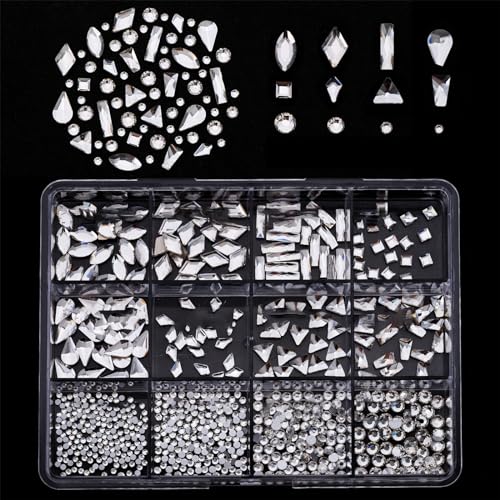 1 Box Nagel-Anhänger mit flacher Rückseite, GlasNails, Strasssteine für Frauen, Nageldekoration, Kunstprojekte, Verzierung, flache Rückseite, Kristall von ZEPFJHE