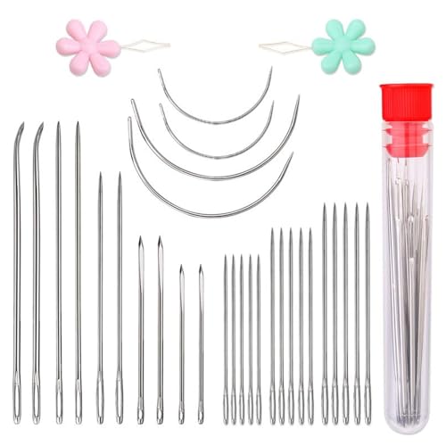 10er-Set Stricknadeln mit Flasche, großes Öhr, Handnähnadel, großes Öhr, gebogene Nadel, Nähnadel zum Nähen 10er-Set Stricknadeln mit Flasche, großes Öhr, Handnähnadel, großes Öhr, gebogene Nadel, Nähnadel zum Nähen von ZEPFJHE