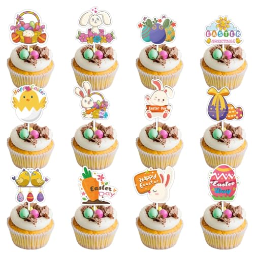 12 Stück Oster-Party-Kuchendekorationen, Oster-Cupcake-Topper, festliche Zwerge, Verzierungen, Dessert-Dekorationen 12 Stück Oster-Party-Kuchendekorationen, Oster-Cupcake-Topper, festliche Zwerge, Verzierungen, Dessert-Dekorationen von ZEPFJHE
