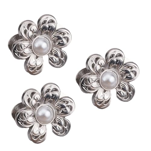 3 Set Perlen Blume Taille Straffung Clip Metall Verstellbare Beschichtungshaken für lose Hosen und Jeans Verlängerungen Kleidung Knopf von ZEPFJHE