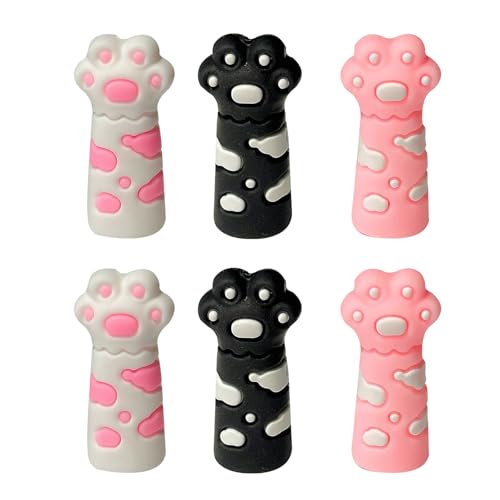 6pcs Entzückende Katzen Pfoten Bleistiftkappen Silikonspitze Cover Für Schule Und Büroversorgungen Schöne Katzenklauenkappen Extender Silikon von ZEPFJHE