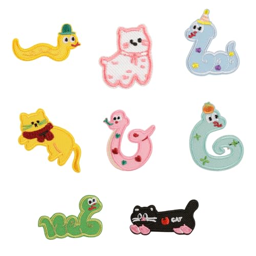 8 PCs Cartoon Gestickte Flecken Eisen Auf Flecken Reparaturflecken Kleine Schlangennähte Für Kleidungstaschen von ZEPFJHE