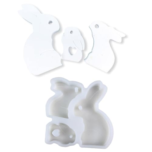 Flexible Silikonform für 3 Kaninchen, Familienfigur, Dekoration, Gipsform, Schmuckherstellungszubehör Flexible Silikonform für 3 Kaninchen, Familienfigur, Dekoration, Gipsform, Schmuckherstellungszubehör von ZEPFJHE