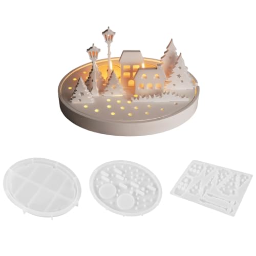Flexibles Silikonform-Set zum Basteln von Straßenszenen, Kerzenhaltern und Nachtlichtern mit Bäumen und Häusern Flexibles Silikonform-Set zum Basteln von Straßenszenen, Kerzenhaltern und Nachtlichtern mit Bäumen und Häusern von ZEPFJHE