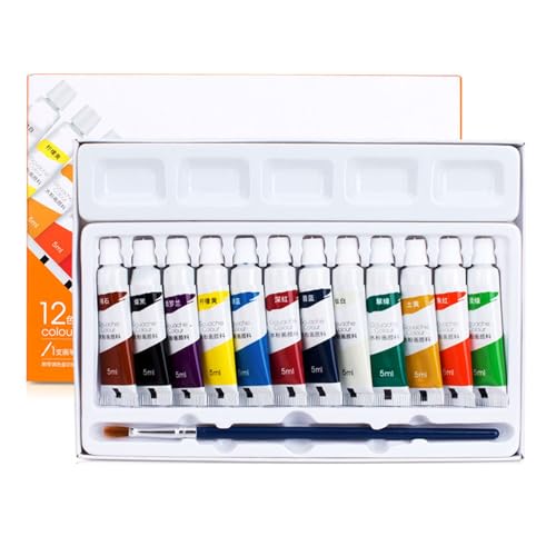 Gouachefarben-Set mit Pinsel, professionelles Gouache-Pigment-Set, auf Wasserbasis, für Leinwand und Papier, hohe Transparenz Gouachefarben-Set mit Pinsel, professionelles Gouache-Pigment-Set, auf Wasserbasis, für Leinwand und Papier, hohe Transparenz von ZEPFJHE