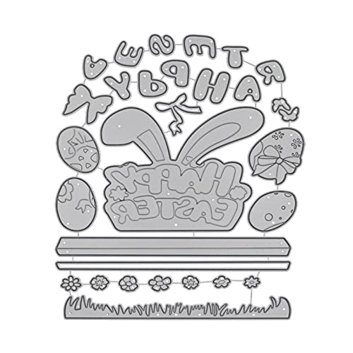 Metall-Stanzschablone "Happy Easter" mit Worten und Ohren für Scrapbooking, Prägewerkzeug, Papier, Karten, Album, Vorlage Metall-Stanzschablone "Happy Easter" mit Worten und Ohren für Scrapbooking, Prägewerkzeug, Papier, Karten, Album, Vorlage von ZEPFJHE