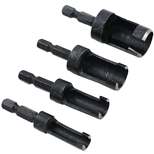 Multifunktionales Holzdübelschneider-Bohrer-Set, Karbonstahl, Holzbearbeitung, Fasenbohrer, 6 mm/10 mm/13 mm/16 mm, 4 Stück von ZEPFJHE