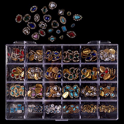 Nagelkunst-Strasssteine, Nageldesigns, Kristall, baumelnd, Maniküre, Schmuck, Diamanten, Legierung und Harz, 24 Fächer von ZEPFJHE