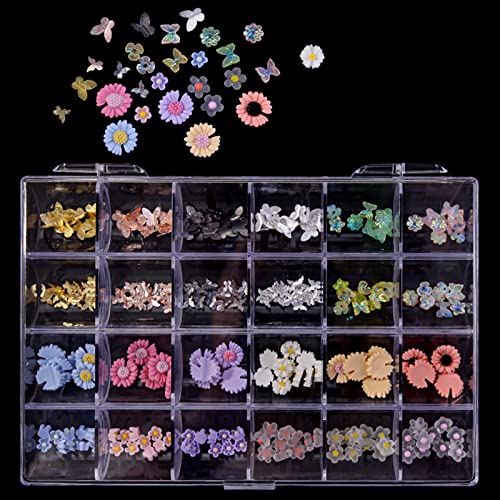 Nagelkunst-Strasssteine, Nageldesigns, Kristall, baumelnd, Maniküre, Schmuck, Diamanten, Legierung und Harz, 24 Fächer von ZEPFJHE