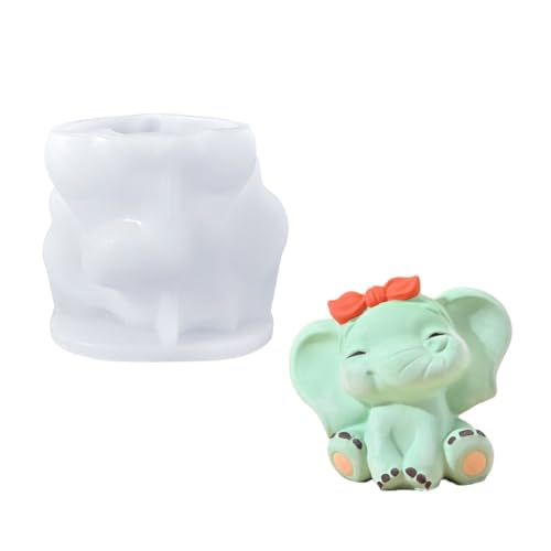 Niedliche Mehrzweck-Silikonform mit 3D-Elefant, stabil, tragbar, für Kunstharzhandwerk und Gipsfiguren, Heimdekoration von ZEPFJHE