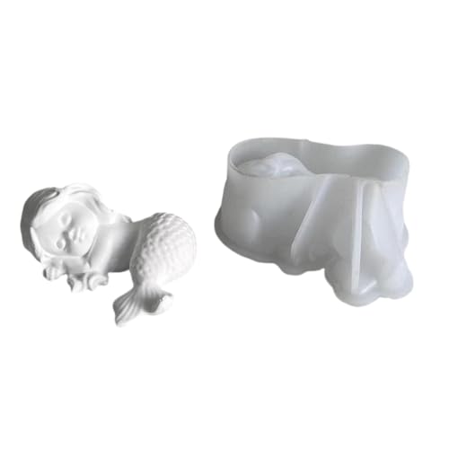 Niedliche Mehrzweck-Silikonform mit 3D-Meerjungfrauen, stabil, tragbar, für Kunstharzhandwerk und Gipsfiguren, Heimdekoration von ZEPFJHE