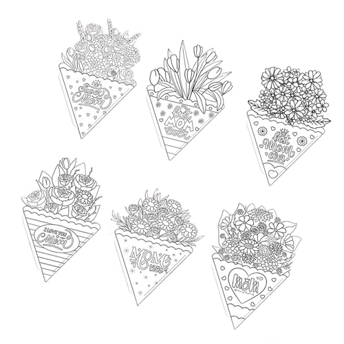 Papierblumen-Blumenstrauß, Bastelkarten, Muttertags-Dekorationen, handgefertigt, Grußkarten für Partys und Festivals, Hochzeitstag, 6 Stück Papierblumen-Blumenstrauß, Bastelkarten, Muttertags-Dekorationen, handgefertigt, Grußkarten für Partys und Festivals, Hochzeitstag, 6 Stück von ZEPFJHE