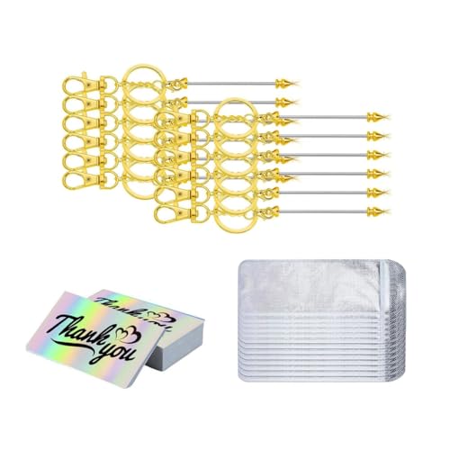 Perlen-Schlüsselanhängerstangen mit Karte und Taschen, verschiedene Farben, Legierung, Schlüsselanhänger, Zubehör, Schmuckherstellung, 12 Stück von ZEPFJHE