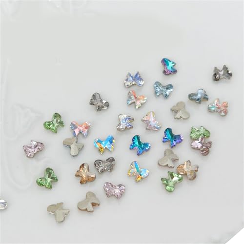 Schmetterlings-Nagelanhänger, Strasssteine, Nagelkunst, Maniküre, Zubehör, Dekoration, modisches Kunstzubehör, 30 Stück von ZEPFJHE