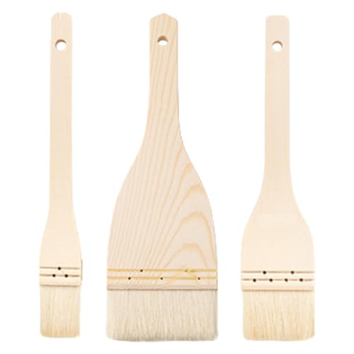Set mit 3 professionellen Backpinseln, weiche Faserborsten für Kuchen, Brot und Grillen, weicher Holzgriff, Holzgriff, Woll-Backpinsel Set mit 3 professionellen Backpinseln, weiche Faserborsten für Kuchen, Brot und Grillen, weicher Holzgriff, Holzgriff, Woll-Backpinsel von ZEPFJHE
