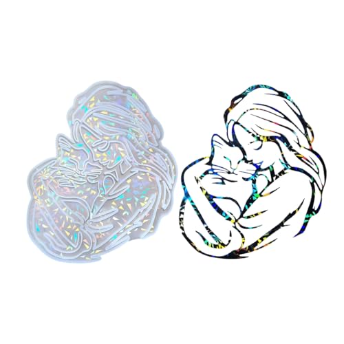 Silikonform für Wandaufkleber, Motiv: Mädchen, mit Katzenmotiv, holografische Regenbogen-Lichter, Werkzeug zur Schmuckherstellung Silikonform für Wandaufkleber, Motiv: Mädchen, mit Katzenmotiv, holografische Regenbogen-Lichter, Werkzeug zur Schmuckherstellung von ZEPFJHE