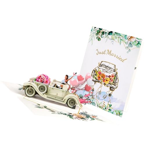 ZEPFJHE 3D Popup Auto Und Blumenpapierkarte Handgefertigte Grußkarte Mit Umschlag Für Valentinstag Jubiläumsgeschenk Für Frau von ZEPFJHE