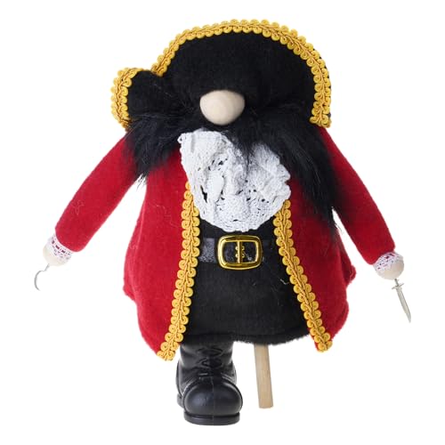 ZEPFJHE Bunte Piraten-/gesichtslose Puppe, elegante stehende Zwerge, Stoffpuppe, lustige Fensterdekoration, Partyzubehör von ZEPFJHE
