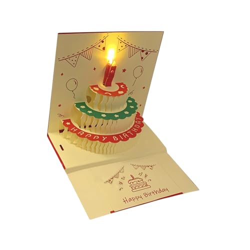 ZEPFJHE Dekorative LED Beleuchtete 3D Multilayer Kuchen Grußkarte Mit Musik Und Perfekt Für Geburtstage Und Feiertage von ZEPFJHE