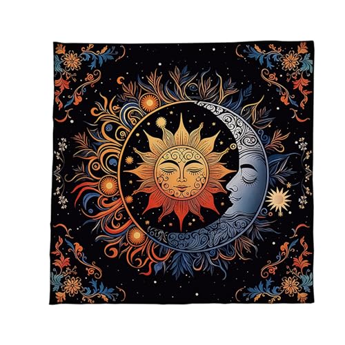 ZEPFJHE Divinationen Tischdecke Sonnenmond Muster Astrologie Tarotkarte Tischdecke Altars Stoff Göttlichkeit Brettspiel Accessoire Kartentisch Tuch Wand Dekore von ZEPFJHE
