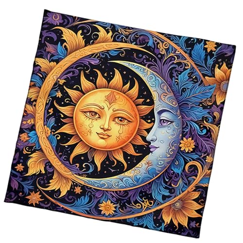 ZEPFJHE Divinationen Tischdecke Sonnenmond Muster Astrologie Tarotkarte Tischdecke Altars Stoff Göttlichkeit Brettspiel Accessoire Kartentisch Tuch Wand Dekore von ZEPFJHE