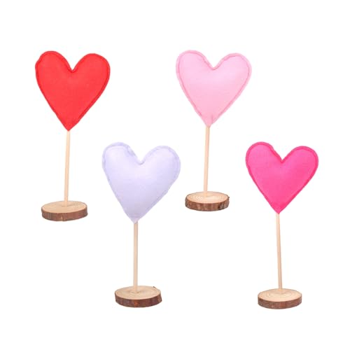 ZEPFJHE Farbiges Filz-Herz gefüllt mit Plüsch-Baumwolle, ideal als Geschenk für Paare und Kinderzimmer, 4 Stück/Set, weiches Plüschherz von ZEPFJHE