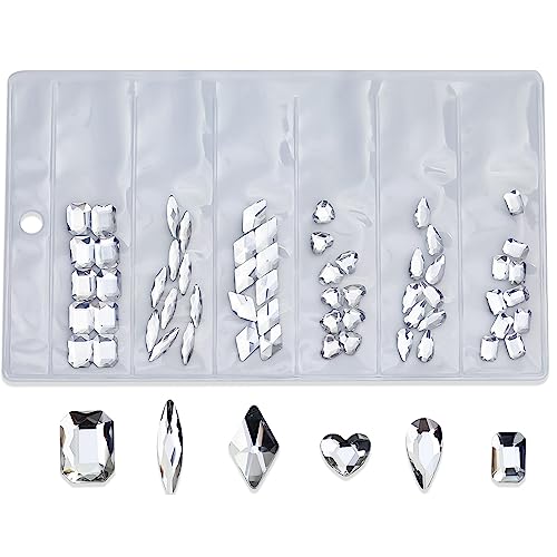 ZEPFJHE Glasnägel, Schmuck, Maniküre, Aufkleber, Kristall, Nagelkunst, Nagelspitzen, Strasssteine, Dekorationen, Zubehör, Maniküre, Werkzeuge, Zirkon, Kunst, Strasssteine, 60 Stück von ZEPFJHE
