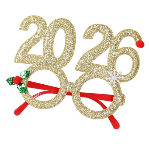 ZEPFJHE Happy New Year Brillen 2026 Glitzerrahmen Weihnachten Party Brille Abschluss für Dekorationen Weihnachtsbrille ZEPFJHE Happy New Year Brillen 2026 Glitzerrahmen Weihnachten Party Brille Abschluss für Dekorationen Weihnachtsbrille von ZEPFJHE