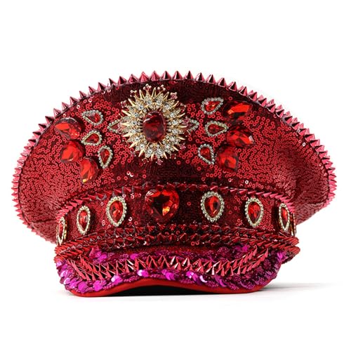 ZEPFJHE Kapitän Hut mit Schmucksteinen besetzt, Brautkleidung für Karneval, Junggesellinnenabschied, Kopfbedeckung, Kopfbedeckung für Club, Bühne, Musik, Festival, Mode-Accessoire ZEPFJHE Kapitän Hut mit Schmucksteinen besetzt, Brautkleidung für Karneval, Junggesellinnenabschied, Kopfbedeckung, Kopfbedeckung für Club, Bühne, Musik, Festival, Mode-Accessoire von ZEPFJHE
