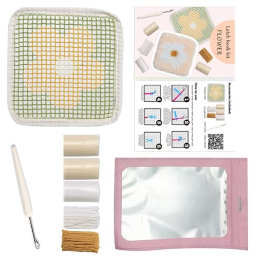 ZEPFJHE Knüpfhaken-Set, Blumen-Untersetzer, Häkelset, Untersetzer, Bastelset, Verriegelungshaken, Nadelarbeiten, Sticksets für Erwachsene von ZEPFJHE