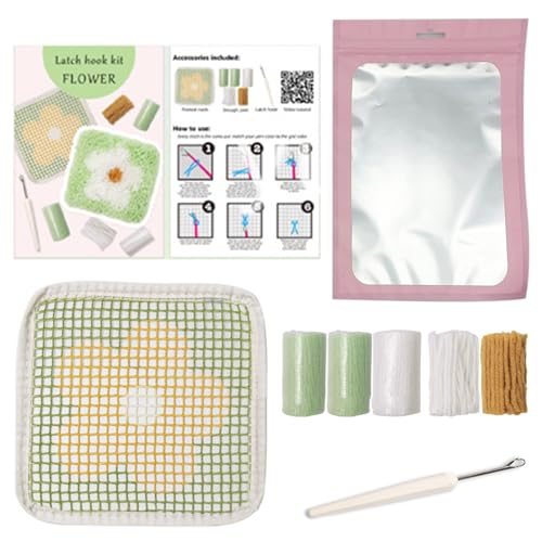ZEPFJHE Knüpfhaken-Set, Blumen-Untersetzer, Häkelset, Untersetzer, Bastelset, Verriegelungshaken, Nadelarbeiten, Sticksets für Erwachsene von ZEPFJHE
