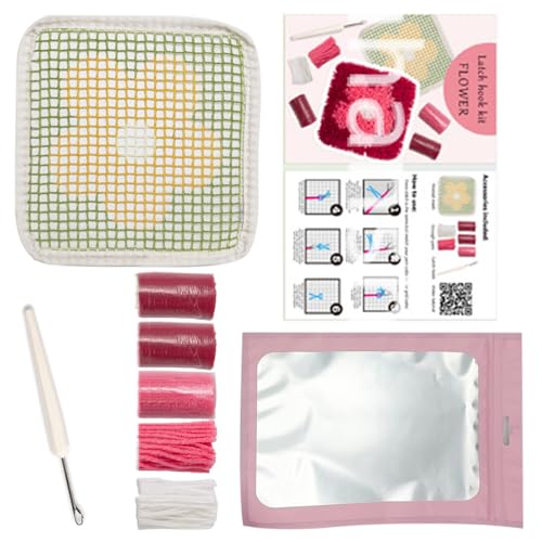 ZEPFJHE Knüpfhaken-Set, Blumen-Untersetzer, Häkelset, Untersetzer, Bastelset, Verriegelungshaken, Nadelarbeiten, Sticksets für Erwachsene von ZEPFJHE